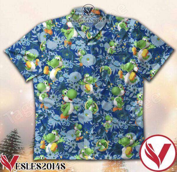 Yoshi Mario Flowers Blue Hawaiian Shirt, Unique Gifts For Friends - Vesles2014S 1