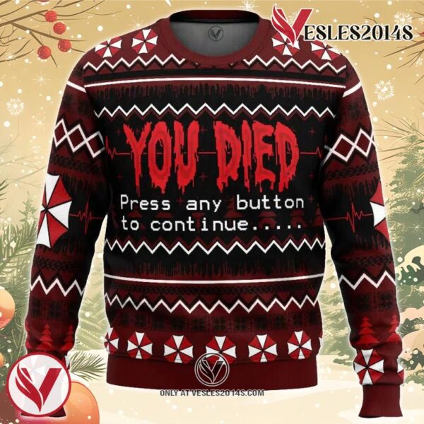 You Died Resident Evil Ugly Christmas Sweater, Unique Christmas Gift For Fans - Vesles2014S