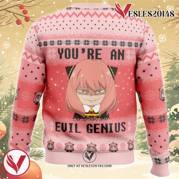 You’re An Evil Genius Spy X Family Ugly Christmas Sweater, Unique Christmas Gift For Fans - Vesles2014S 1