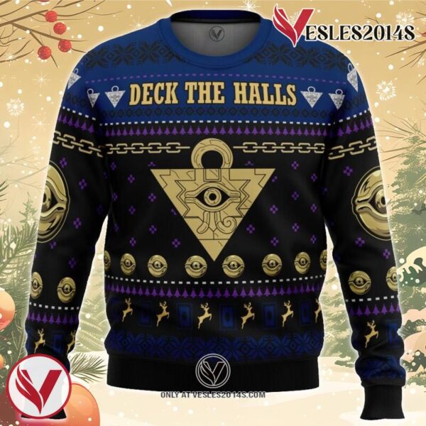 Yugioh Deck the Halls Ugly Christmas Sweater, Unique Christmas Gift For Fans - Vesles2014S