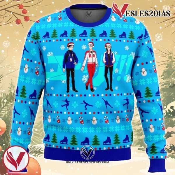 Yuri on Ice The Top 3 Ice Skaters Ugly Christmas Sweater, Unique Christmas Gift For Fans - Vesles2014S