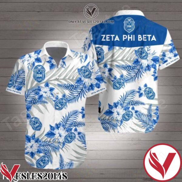 Zeta Phi Beta Blue Tropical Floral White Hawaiian Shirt, Unique Gifts For Friends - Vesles2014S 1