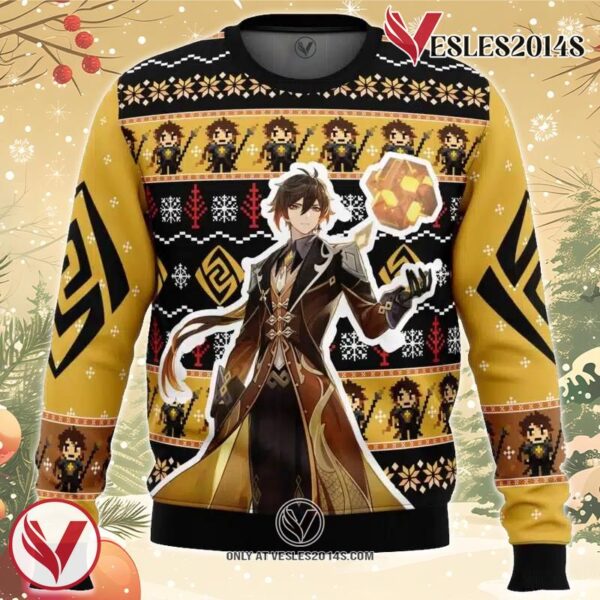 Zhongli Genshin Impact Ugly Christmas Sweater, Unique Christmas Gift For Fans - Vesles2014S