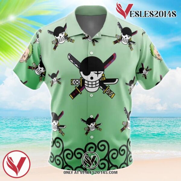 Zoro Pattern One Piece Hawaiian Button Up Shirt, Perfect Gifts For Anime Lovers - Vesles2014S 1
