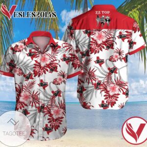 Zz Top American Rock Band Graphic Print Short Sleeve Hawaiian Casual Shirt Vesles2014S