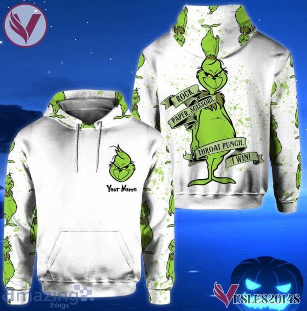 Personalized The Grinch Rock Paper Scissors Throat Punch I Win Hoodie, Best Gifts For Fan - Vesles2014S