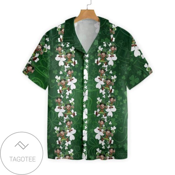 leprechaun With Irish Saint Patrick Day 2 For men And Women Graphic Print Short Sleeve Hawaiian Casual Shirt Vesles2014S 1
