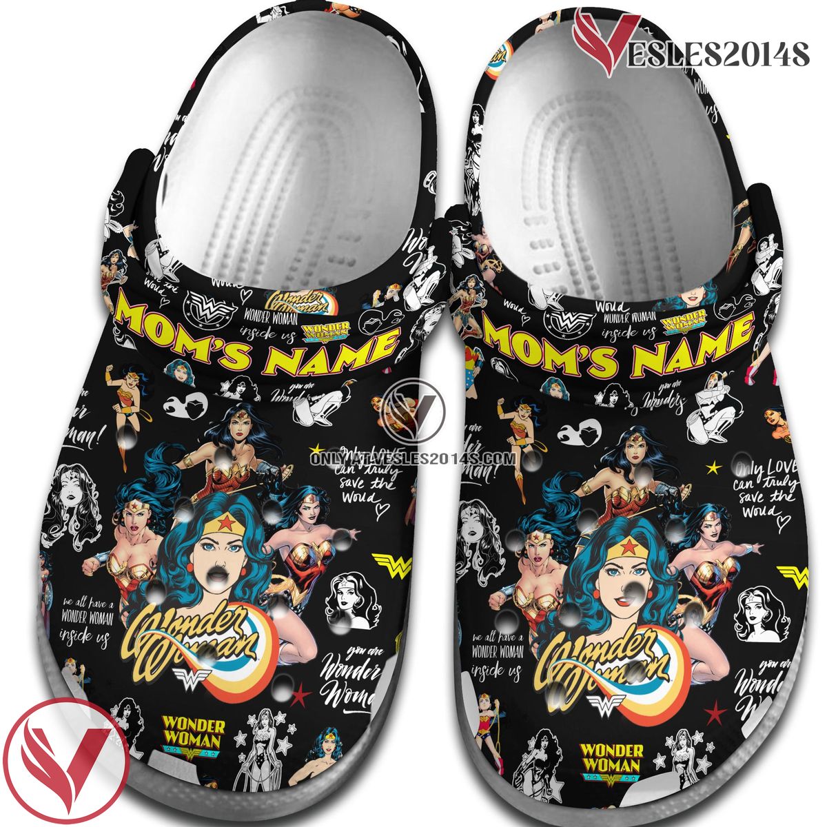 wonder woman Mother Day Crocs Crocband Clogs Shoes Comfortable For Men Women and Kids Style 2, Unique Gift From Vesles2014S 2