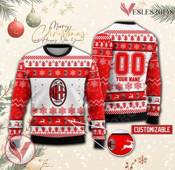 AC Milan Custom Ugly Christmas Sweater, Unique Gift For Fans - Vesles2014s