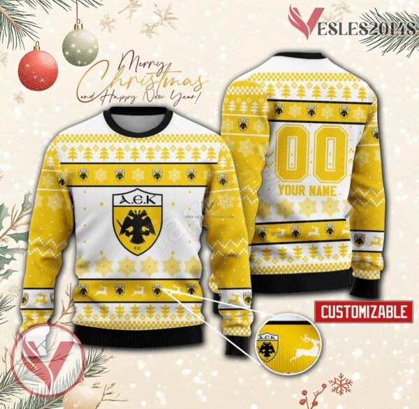 AEK Athens Custom Ugly Christmas Sweater, Unique Gift For Fans - Vesles2014s