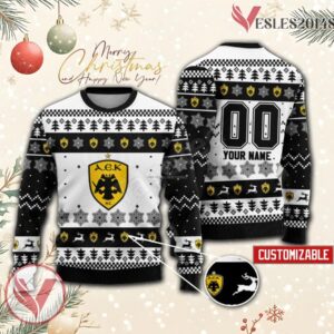 AEK Athens HC Handball Custom Ugly Christmas Sweater, Unique Gift For Fans - Vesles2014s