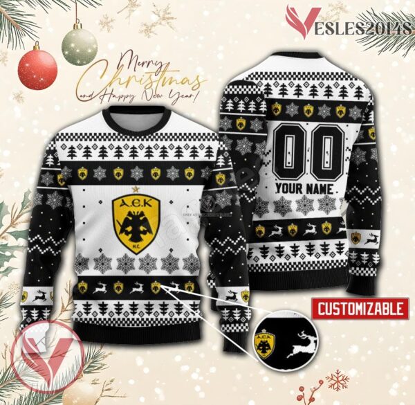 AEK Athens HC Handball Custom Ugly Christmas Sweater, Unique Gift For Fans - Vesles2014s