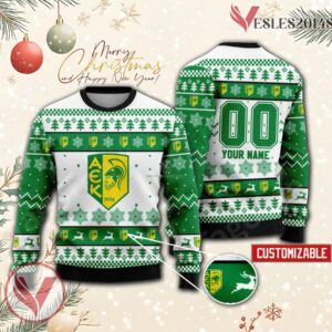 AEK Larnaca Custom Ugly Christmas Sweater, Unique Gift For Fans - Vesles2014s