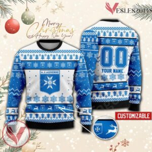 AJ Auxerre Custom Ugly Christmas Sweater, Unique Gift For Fans - Vesles2014s