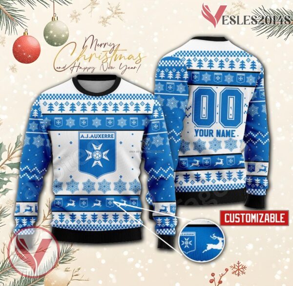 AJ Auxerre Custom Ugly Christmas Sweater, Unique Gift For Fans - Vesles2014s