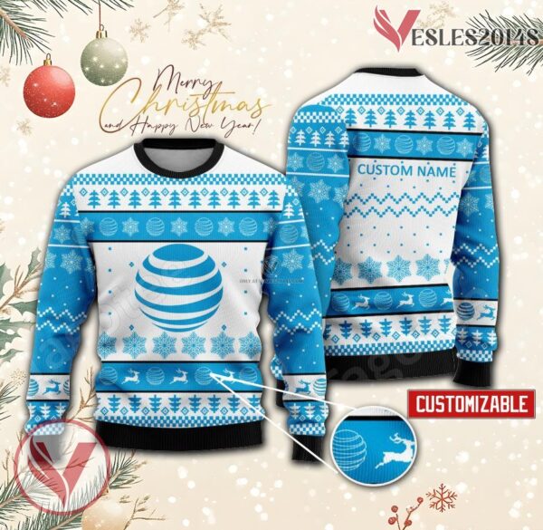 AT&T Logo Personalized Ugly Christmas Sweater, Unique Gift For Fans - Vesles2014s