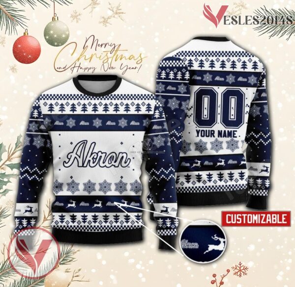 Akron College Rugby Custom Ugly Christmas Sweater, Unique Gift For Fans - Vesles2014s