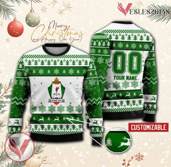 Al Wehdat SC Custom Ugly Christmas Sweater, Unique Gift For Fans - Vesles2014s
