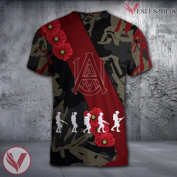 Alabama A&M Bulldogs NCAA With Red Poppy Flower 3D Shirt, Unique Gift For Fans - Vesles2014S 1