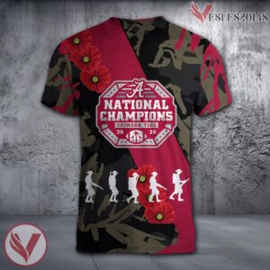 Alabama Crimson Tide NCAA With Red Poppy Flower 3D Shirt, Unique Gift For Fans - Vesles2014S 1