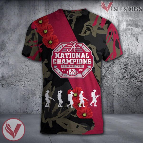 Alabama Crimson Tide NCAA With Red Poppy Flower 3D Shirt, Unique Gift For Fans - Vesles2014S 1