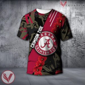 Alabama Crimson Tide NCAA With Red Poppy Flower 3D Shirt, Unique Gift For Fans - Vesles2014S