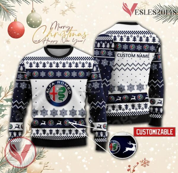 Alfa Romeo Logo Personalized Ugly Christmas Sweater, Unique Gift For Fans - Vesles2014s