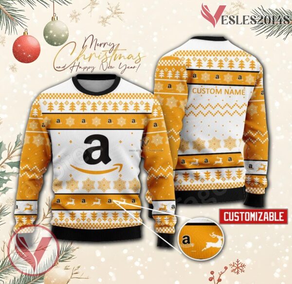 Amazon Logo Personalized Ugly Christmas Sweater, Unique Gift For Fans - Vesles2014s