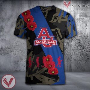 American Eagles NCAA With Red Poppy Flower 3D Shirt, Unique Gift For Fans - Vesles2014S 1