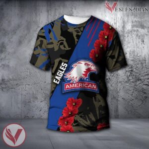 American Eagles NCAA With Red Poppy Flower 3D Shirt, Unique Gift For Fans - Vesles2014S