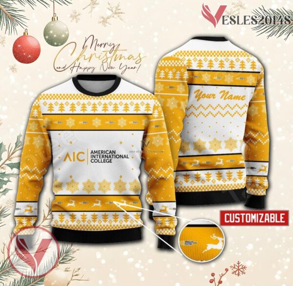 American International College Custom Ugly Christmas Sweater, Unique Gift For Fans - Vesles2014s