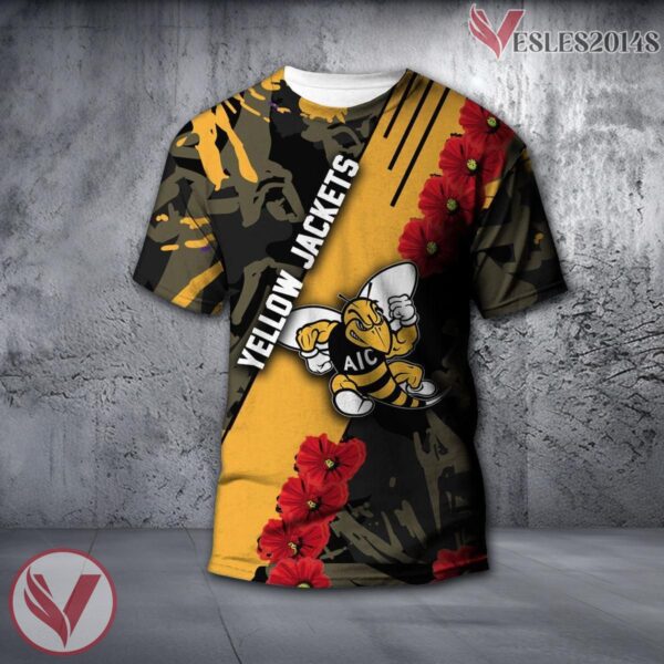 American International Yellow Jackets NCAA With Red Poppy Flower 3D Shirt, Unique Gift For Fans - Vesles2014S