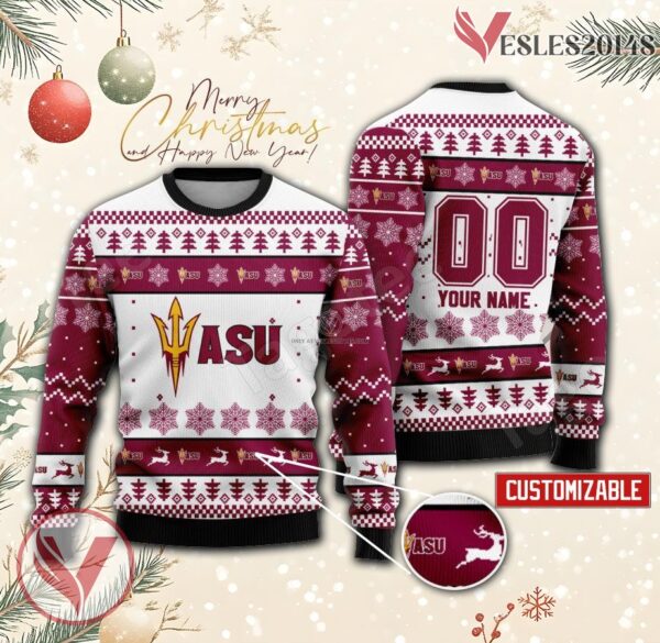 Arizona State College Rugby Custom Ugly Christmas Sweater, Unique Gift For Fans - Vesles2014s