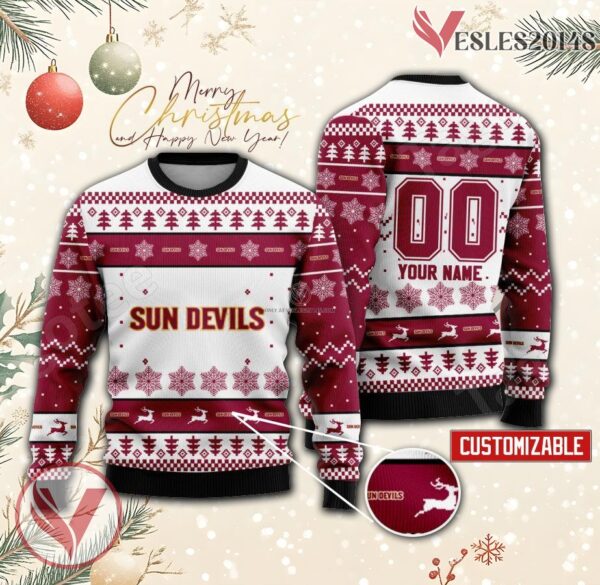 Arizona State Sun Devils Hockey Custom Ugly Christmas Sweater, Unique Gift For Fans - Vesles2014s