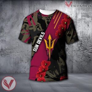 Arizona State Sun Devils NCAA With Red Poppy Flower 3D Shirt, Unique Gift For Fans - Vesles2014S