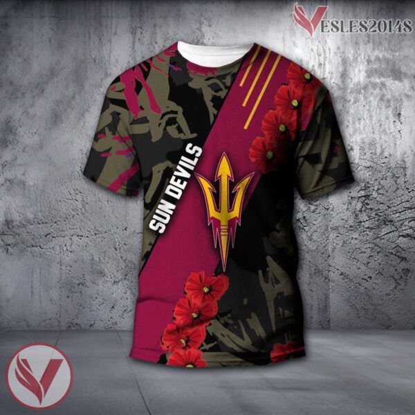 Arizona State Sun Devils NCAA With Red Poppy Flower 3D Shirt, Unique Gift For Fans - Vesles2014S