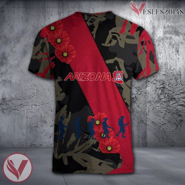 Arizona Wildcats NCAA With Red Poppy Flower 3D Shirt, Unique Gift For Fans - Vesles2014S 1