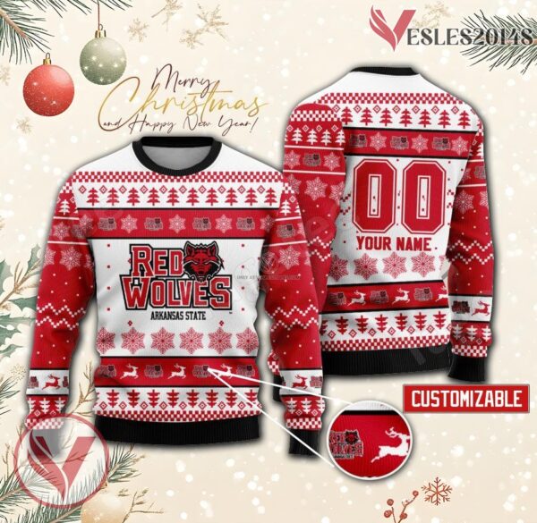 Arkansas State College Rugby Custom Ugly Christmas Sweater, Unique Gift For Fans - Vesles2014s