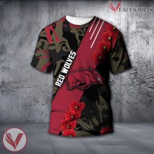 Arkansas State Red Wolves NCAA With Red Poppy Flower 3D Shirt, Unique Gift For Fans - Vesles2014S