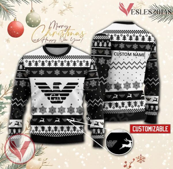 Armani Logo Personalized Ugly Christmas Sweater, Unique Gift For Fans - Vesles2014s