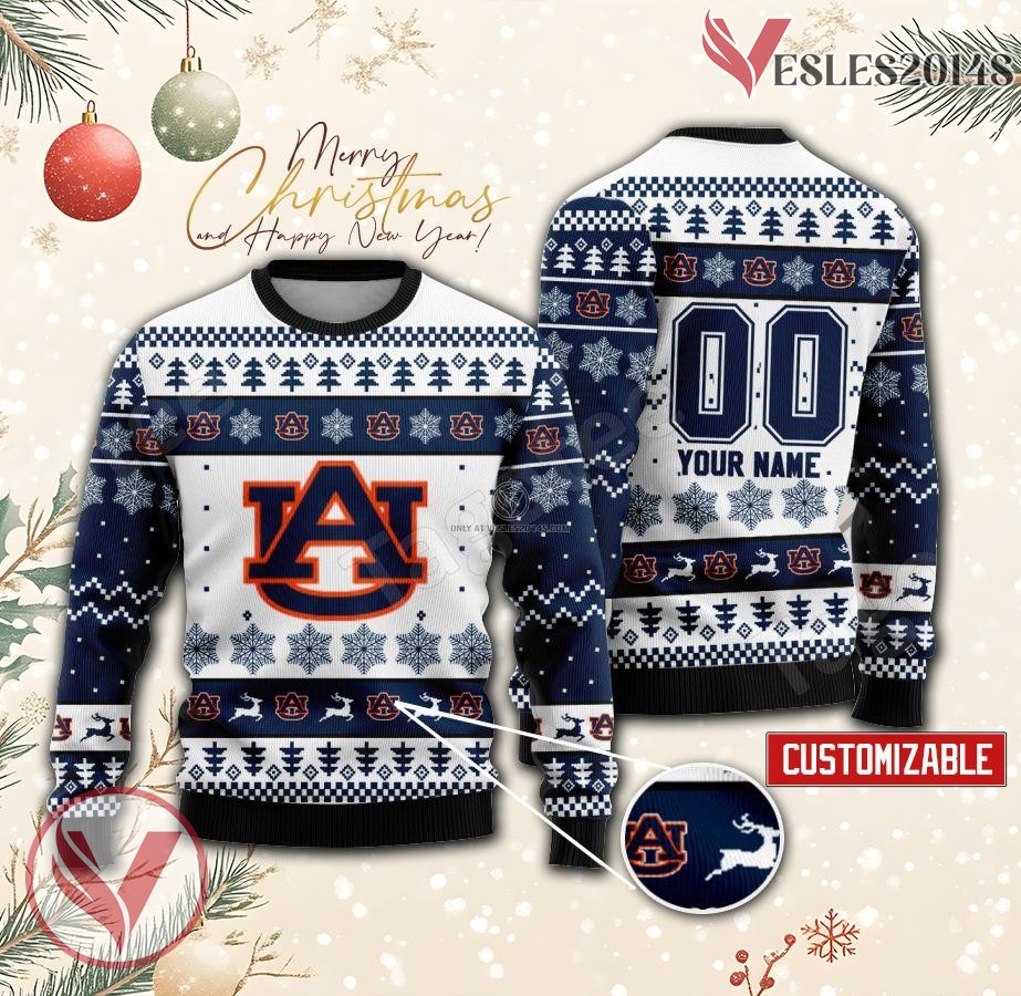Auburn College Rugby Custom Ugly Christmas Sweater, Unique Gift For Fans - Vesles2014s