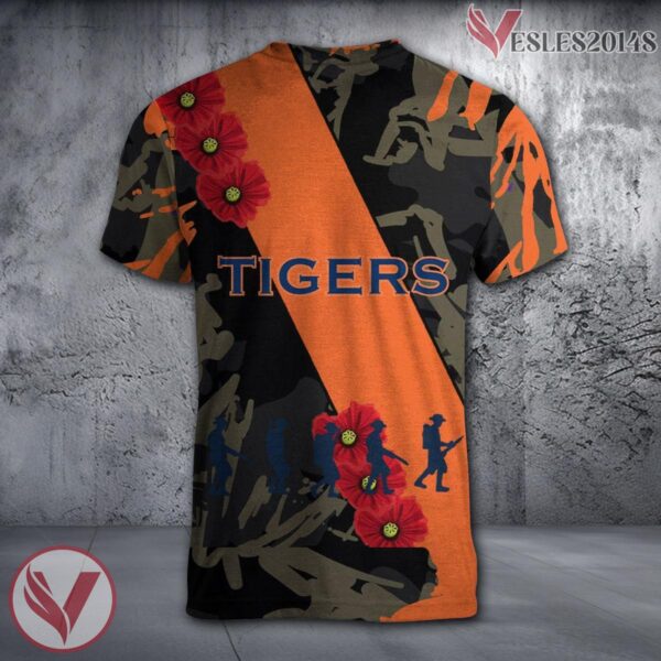 Auburn Tigers NCAA With Red Poppy Flower 3D Shirt, Unique Gift For Fans - Vesles2014S 1