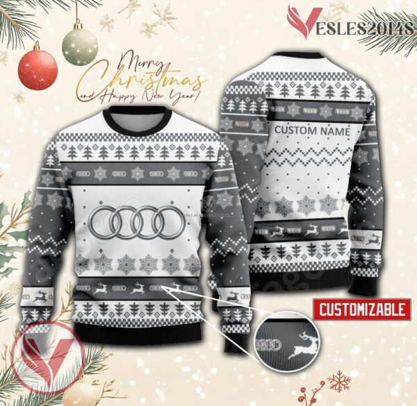 Audi Logo Personalized Ugly Christmas Sweater, Unique Gift For Fans - Vesles2014s