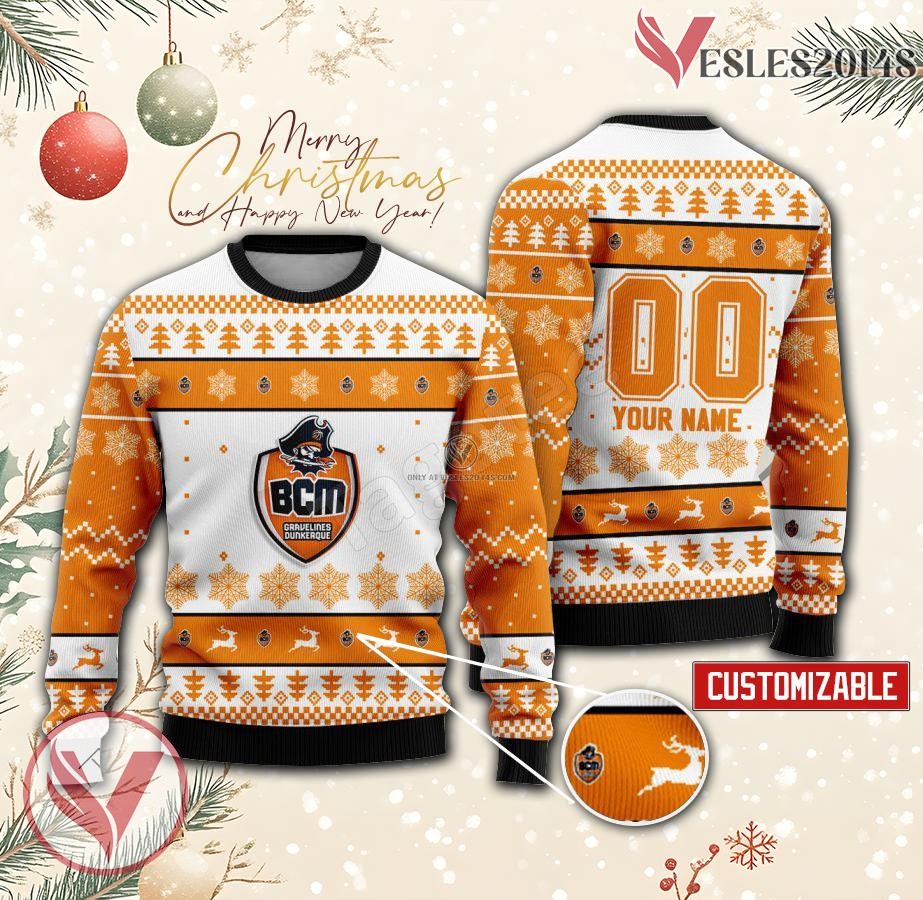 BCM Gravelines-Dunkerque Basketball Custom Ugly Christmas Sweater, Unique Gift For Fans - Vesles2014s