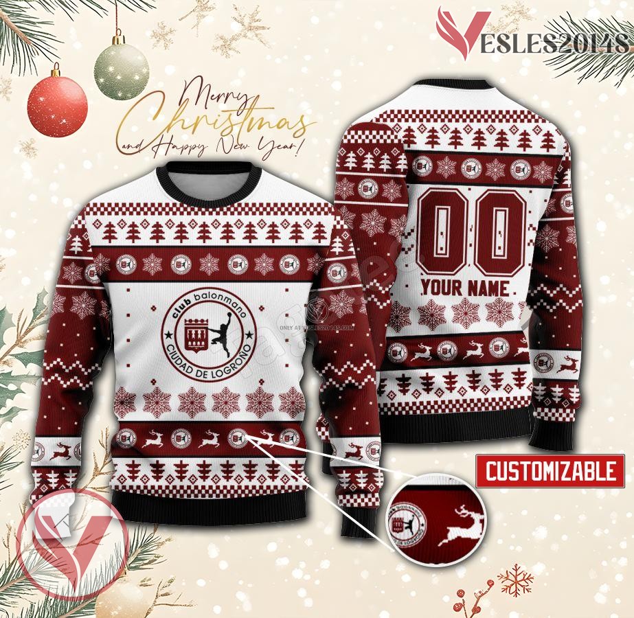 BM Logroño La Rioja Handball Custom Ugly Christmas Sweater, Unique Gift For Fans - Vesles2014s