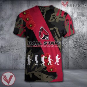 Ball State Cardinals NCAA With Red Poppy Flower 3D Shirt, Unique Gift For Fans - Vesles2014S 1