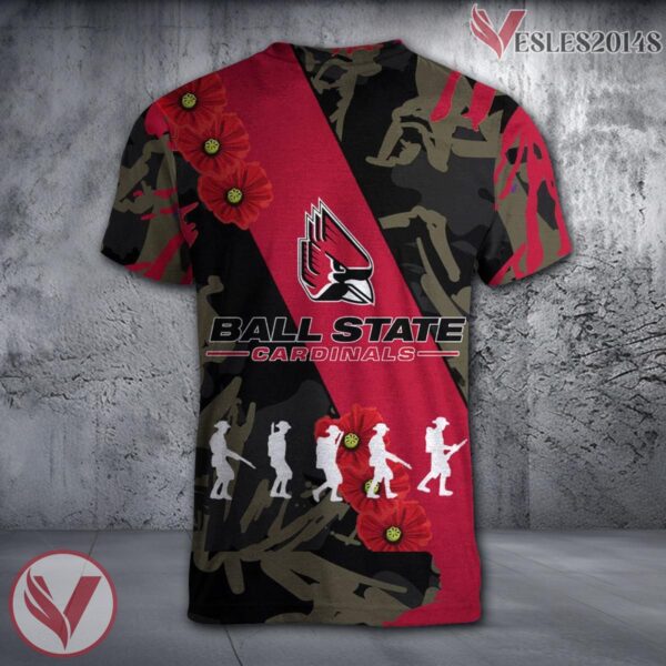 Ball State Cardinals NCAA With Red Poppy Flower 3D Shirt, Unique Gift For Fans - Vesles2014S 1