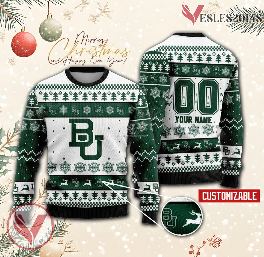 Baylor College Rugby Custom Ugly Christmas Sweater, Unique Gift For Fans - Vesles2014s
