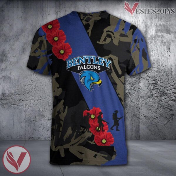 Bentley Falcons NCAA With Red Poppy Flower 3D Shirt, Unique Gift For Fans - Vesles2014S 1
