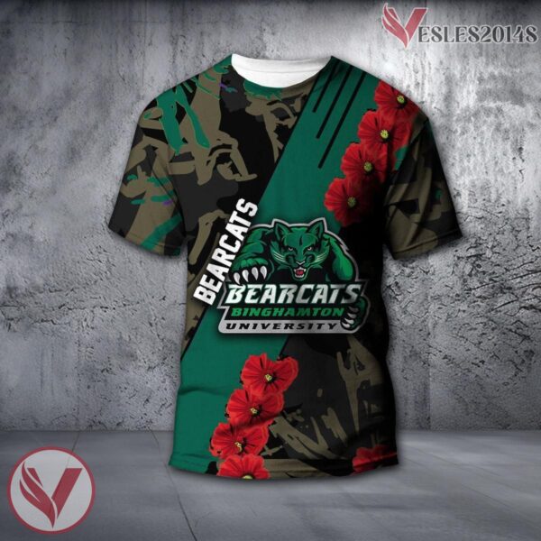 Binghamton Bearcats NCAA With Red Poppy Flower 3D Shirt, Unique Gift For Fans - Vesles2014S